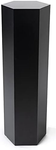 Displays2go 6-Sided Pedestal Stand - Black