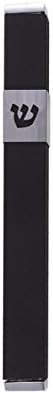 Yair Emanuel Contemporary Black Metal Mezuzah Case with Silver Shin