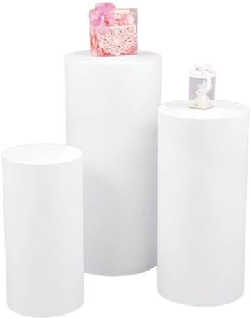 White Metal Cylinder Pedestal Stands 3-Pack