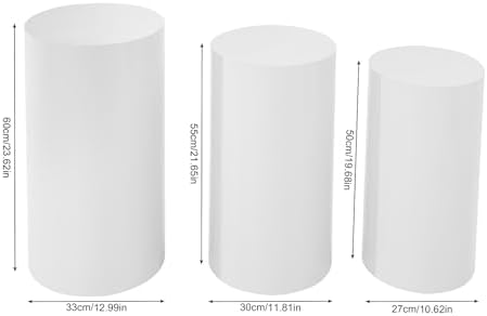 3 Pcs Round Cylinder Pedestal Stand White