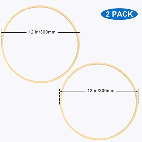 Worown 12 Inch Bamboo Hoops 2 Pack for Wreaths and Crafts