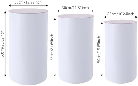 White Cylinder Pedestal Stand 3Pcs for Parties