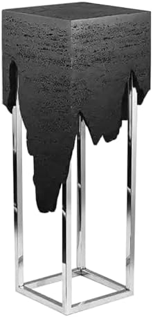 Black Gold Marble Cube Display Pedestal Stand