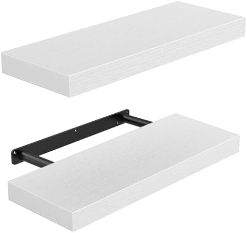 Amada Floating Shelves Wall Mounted Set of 2 White 15x7 Inch