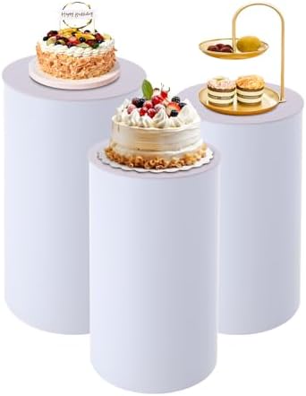 White Cylinder Pedestal Stand 3Pcs for Parties