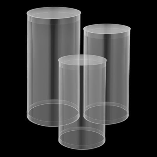 LOYALHEARTDY 3Pcs Clear Cylinder Pedestal Stand