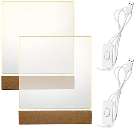 2Pcs Led Wooden Base Display Stand with Acrylic Sheets