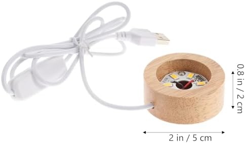 Angoily 5 Pcs Wooden LED Display Base for Crystal Art
