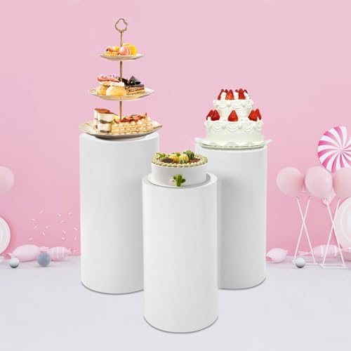 3Pcs Round Cylinder Pedestal Stands for Party Wedding Decor