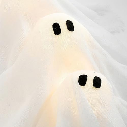Lit Ghosts Wreath Halloween Decor Front Door