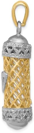 FJC Finejewelers 14k Two-tone Gold Mezuzah with Shin Charm 1