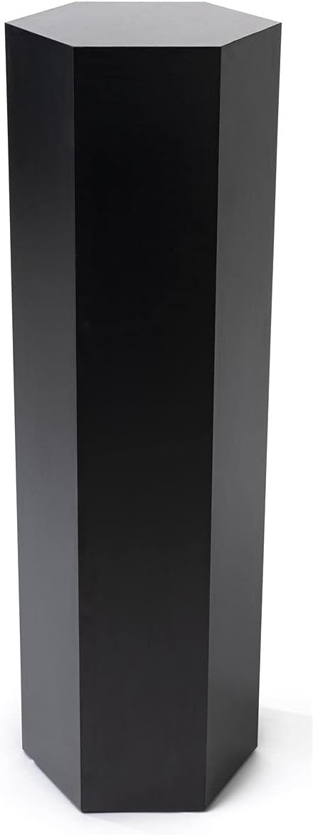 Displays2go 6-Sided Pedestal Stand - Black