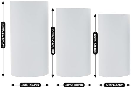 3-Piece Metal Cylinder Pedestal Stand Set - White Display for Parties