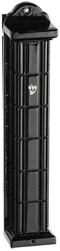 Wood Mezuzah Case Black Squares Design with Gold Shin
