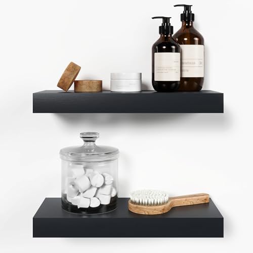 Homeforia 16 Inch Black Floating Shelves Set of 2