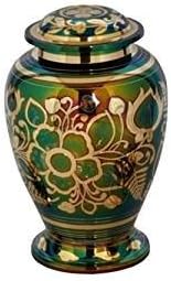Emerald Green Cremation Urn with Gold Accents