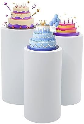 3PCS Round Cylinder Pedestal Display Stand for Wedding Birthday Events