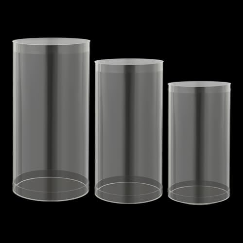 LOYALHEARTDY 3Pcs Clear Cylinder Pedestal Stand