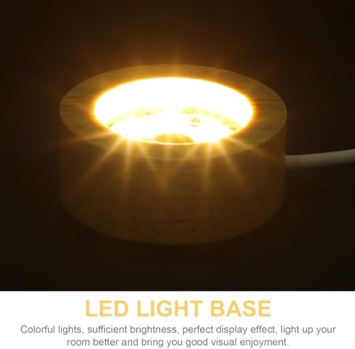Angoily 5 Pcs Wooden LED Display Base for Crystal Art