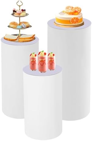 3Pcs Cylinder Pedestal Stands for Wedding Cakes and Decor
