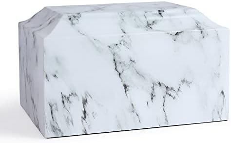 White Classic Cultured Marble Cremation Urn for Adult Ashes