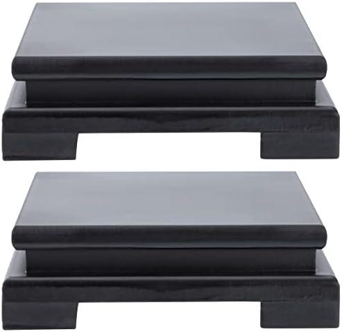 Black Wood Pedestal Stand 2Pack for Vase Display