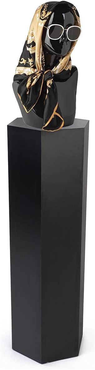 Displays2go 6-Sided Pedestal Stand - Black