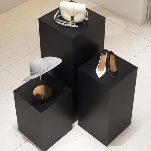 Black Square Wooden Display Pedestal Stand 30x30x90cm