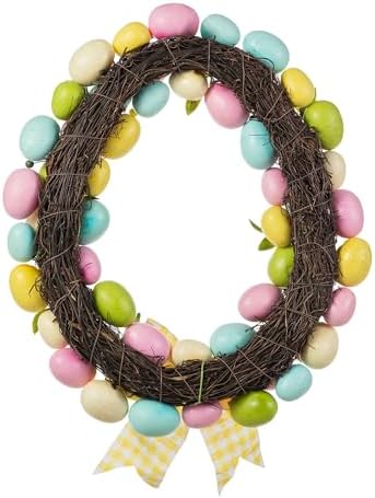 Glitzhome 18 Inch Easter Egg Spring Wreath for Front Door