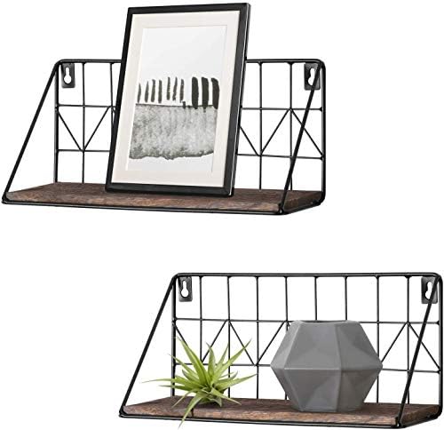 Mkono Floating Shelves Set of 2 Rustic Wood Display Storage Shelf