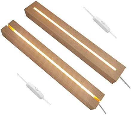 CDIYTOOL 2Pcs Wood Display Pedestal with LED Lights