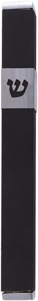 Yair Emanuel Contemporary Black Metal Mezuzah Case with Silver Shin