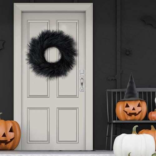 Sggvecsy 26 Inch Faux Pampas Grass Wreath Black