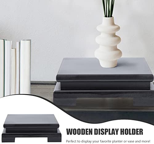 Black Wood Pedestal Stand 2Pack for Vase Display