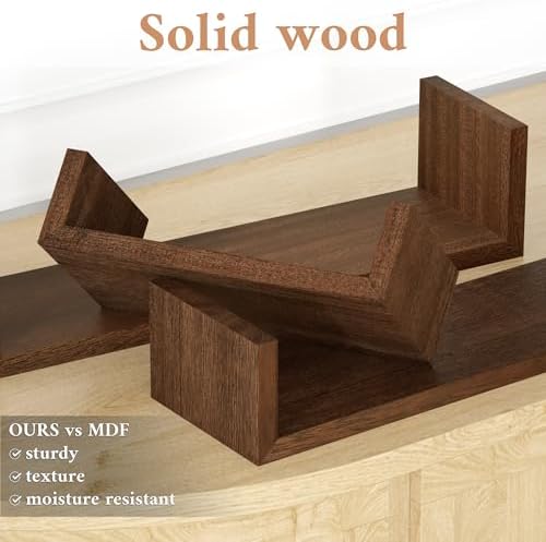 SRIWATANA Floating Wall Shelves Set of 3 Dark Brown