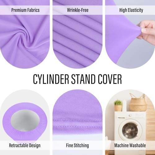 LEBENGURU 5Pcs Cylinder Pedestal Covers Purple Round Spandex