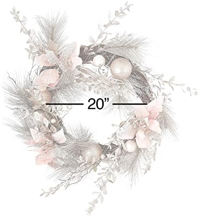 Kurt S Adler 20-Inch Champagne Gold Poinsettia Wreath Set