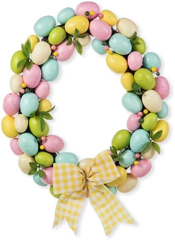 Glitzhome 18 Inch Easter Egg Spring Wreath for Front Door