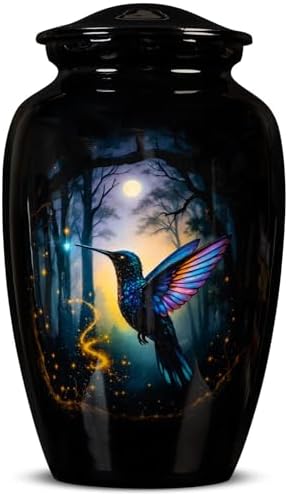 Premium Purple Aluminum Cremation Urn with Hummingbird Design 200 lbs