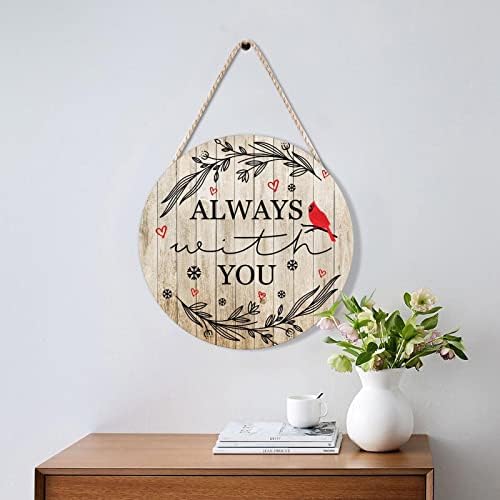 Farmhouse Front Door Hanger with Red Birds Quote 10x10 Wood Sign