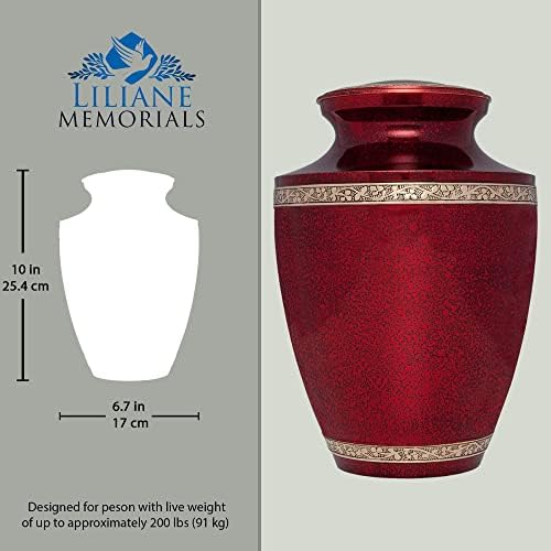 Red Cremation Urn - Handmade Brass - Torino Model