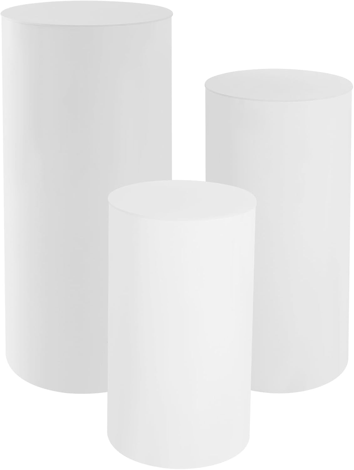 3Pcs White Cylinder Pedestal Stands for Party Decor