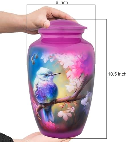 Bright Purple Hummingbird Cremation Urn for Adult Ashes - 200 Cubic Inches