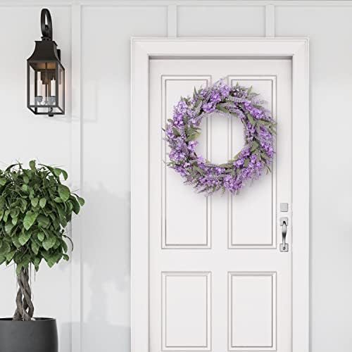 30 Inch Artificial Lavender Floral Wreath with Green Leaves