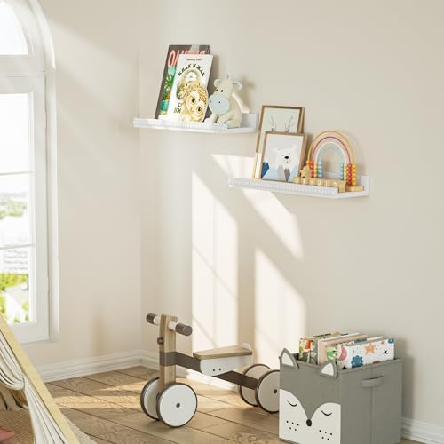 Alsonerbay Modern Floating Shelves Set of 2 with White Finish