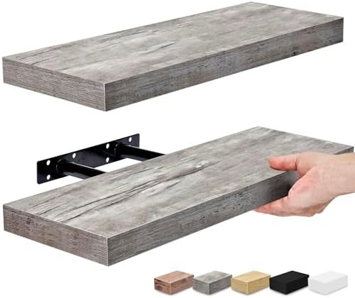 Sorbus Floating Shelves Wall Mounted Gray 2 Pack
