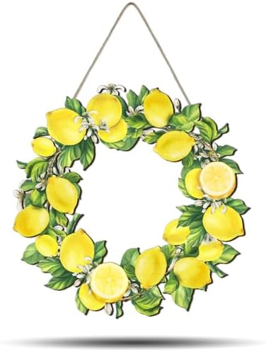 Lemon Wreath Front Door Summer Decor Hanging Sign