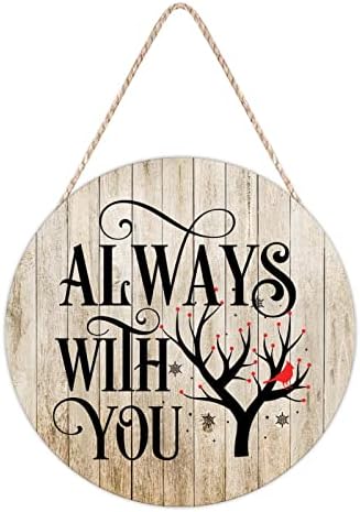 Farmhouse Front Door Hanger with Red Birds Quote Wood Sign 12x12