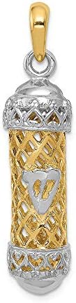 FJC Finejewelers 14k Two-tone Gold Mezuzah with Shin Charm 1