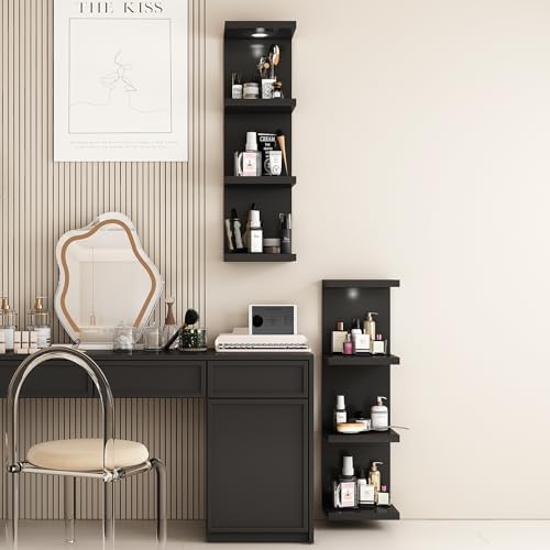 4 Tier Floating Wall Shelf with LED Light